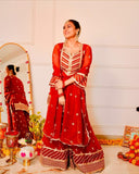 New Designer Fox Georgette with Embroidery Sequence Party Top Pallazo & Dupatta Set