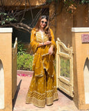New Designer Fox Georgette with Embroidery Sequence Party Top Pallazo & Dupatta Set