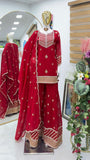 New Designer Fox Georgette with Embroidery Sequence Party Top Pallazo & Dupatta Set