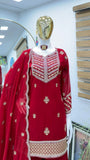 New Designer Fox Georgette with Embroidery Sequence Party Top Pallazo & Dupatta Set