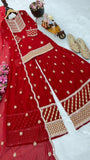 New Designer Fox Georgette with Embroidery Sequence Party Top Pallazo & Dupatta Set