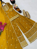 New Designer Fox Georgette with Embroidery Sequence Party Top Pallazo & Dupatta Set