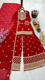 New Designer Fox Georgette with Embroidery Sequence Party Top Pallazo & Dupatta Set