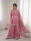 Latest Designer Fendi Satin Salwar Kameez Embellishment Mirror Work With Lace Border