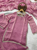 Latest Designer Fendi Satin Salwar Kameez Embellishment Mirror Work With Lace Border