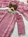 Latest Designer Fendi Satin Salwar Kameez Embellishment Mirror Work With Lace Border