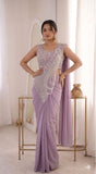 Designer Ready To Wear Saree With  Embroidery And Sequence Work