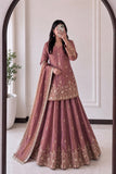 Designer Fandy Silk Heavy Embroidery Sequins Work Top Lehanga And Dupatta Set