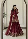 Designer Fandy Silk Heavy Embroidery Sequins Work Top Lehanga And Dupatta Set
