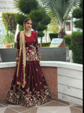 Designer Fandy Silk Heavy Embroidery Sequins Work Top Lehanga And Dupatta Set
