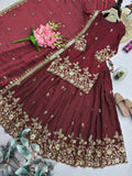 Designer Fandy Silk Heavy Embroidery Sequins Work Top Lehanga And Dupatta Set