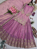 Designer Fandy Silk Heavy Embroidery Sequins Work Top Lehanga And Dupatta Set