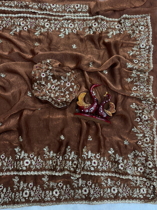 Latest Designer Heavy Sequins Work in Frendy Chiffon Saree