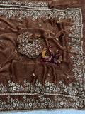 Latest Designer Heavy Sequins Work in Frendy Chiffon Saree