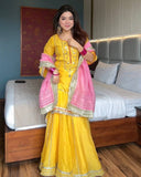 DESIGNER HEAVY EMBROIDERY AND SEQUENCE WORK TOP - PLAZZO WITH DUPATTA