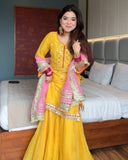 DESIGNER HEAVY EMBROIDERY AND SEQUENCE WORK TOP - PLAZZO WITH DUPATTA