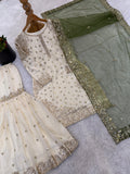 Latest Designer Pure Fendy Silk With Heavy Embroidery Sequence Work Top-Bottom And Dupatta Set