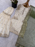 Latest Designer Pure Fendy Silk With Heavy Embroidery Sequence Work Top-Bottom And Dupatta Set