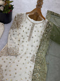 Latest Designer Pure Fendy Silk With Heavy Embroidery Sequence Work Top-Bottom And Dupatta Set
