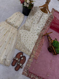 Latest Designer Pure Fendy Silk With Heavy Embroidery Sequence Work Top-Bottom And Dupatta Set