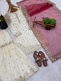 Latest Designer Pure Fendy Silk With Heavy Embroidery Sequence Work Top-Bottom And Dupatta Set