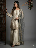 Latest Designer Pure Fendy Silk With Heavy Embroidery Sequence Work Top-Bottom And Dupatta Set