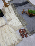 Latest Designer Pure Fendy Silk With Heavy Embroidery Sequence Work Top-Bottom And Dupatta Set