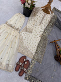 Latest Designer Pure Fendy Silk With Heavy Embroidery Sequence Work Top-Bottom And Dupatta Set
