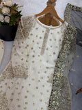 Latest Designer Pure Fendy Silk With Heavy Embroidery Sequence Work Top-Bottom And Dupatta Set