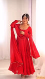 Latest party Wear Faux Georgette Top Pant And Dupatta Set