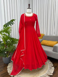 Latest party Wear Faux Georgette Top Pant And Dupatta Set