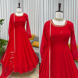 Latest party Wear Faux Georgette Top Pant And Dupatta Set