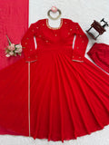 Latest party Wear Faux Georgette Top Pant And Dupatta Set