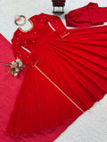 Latest party Wear Faux Georgette Top Pant And Dupatta Set