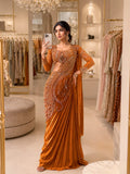 Most Trending Premium Rangoli Silk Stylish Ready-To-Wear Drape Saree