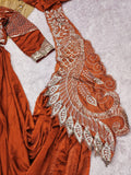 Most Trending Premium Rangoli Silk Stylish Ready-To-Wear Drape Saree