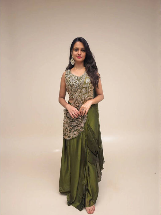 NEW SUPERHIT TRENDING LEHENGA SAREE WITH FULLY EMBROIDERED STYLIST BLOUSE ON RANGOLI SILK FABRIC