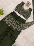 NEW SUPERHIT TRENDING LEHENGA SAREE WITH FULLY EMBROIDERED STYLIST BLOUSE ON RANGOLI SILK FABRIC