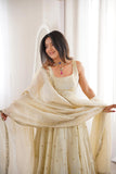 New Designer Cosmos Gold With Embroidery Work Gown And Dupatta Set