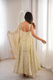 New Designer Cosmos Gold With Embroidery Work Gown And Dupatta Set
