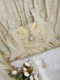 New Designer Cosmos Gold With Embroidery Work Gown And Dupatta Set