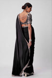 Lates French Crape Silk Saree With Beautiful Heavy Real Mirror Work