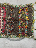 Soft Vichitra Silk with Designer Printed Patola Design with Designer floral embroidered Lace border Saree