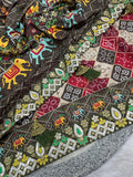 Soft Vichitra Silk with Designer Printed Patola Design with Designer floral embroidered Lace border Saree