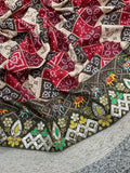 Soft Vichitra Silk with Designer Printed Patola Design with Designer floral embroidered Lace border Saree