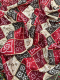 Soft Vichitra Silk with Designer Printed Patola Design with Designer floral embroidered Lace border Saree