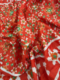 Soft Vichitra Silk with Designer Printed Patola Design with Designer floral embroidered Lace border Saree