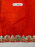 Soft Vichitra Silk with Designer Printed Patola Design with Designer floral embroidered Lace border Saree