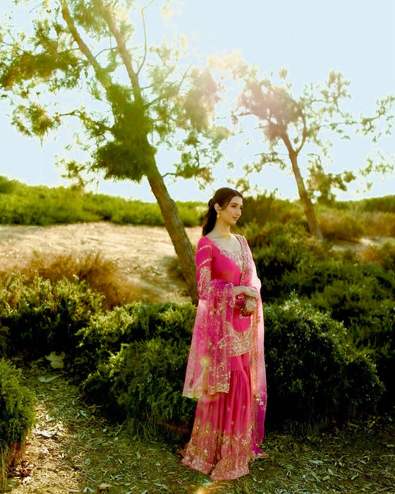 Latest Designer Heavy Micro Cotton Sharara Plazzo With Top And Dupatta