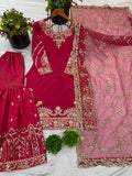 Latest Designer Heavy Micro Cotton Sharara Plazzo With Top And Dupatta